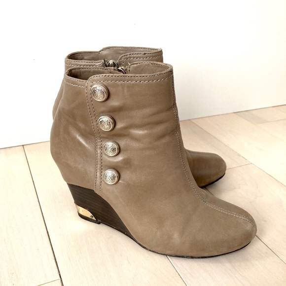 Beige Wedge Ankle Boots - Leather - Size 35.5 - Picture 2 of 12